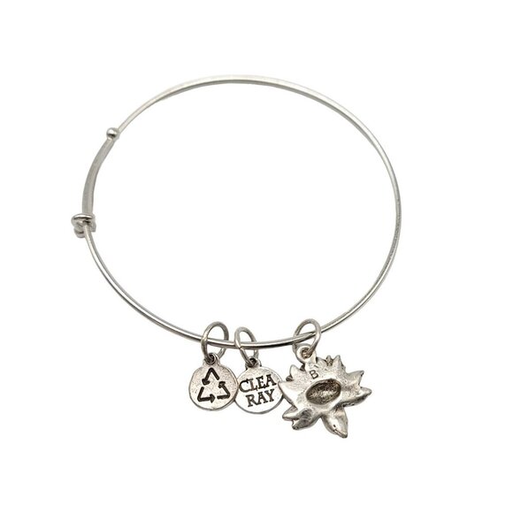Alex & Ani Clea Ray Lotus Flower Pendant Silver Toned Bracelet - Picture 4 of 4